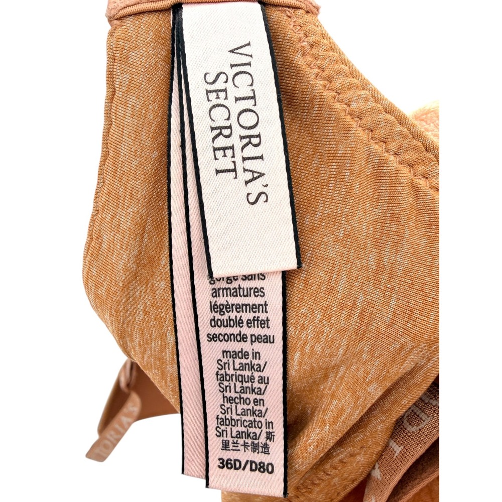 Victorias Secret T-Shirt Lightly Lined‎ Wireless Bra 36D NWT Tan Logo Strap - Picture 5 of 6